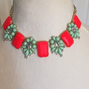 BNWT Neon pink and Mint Statement Necklace